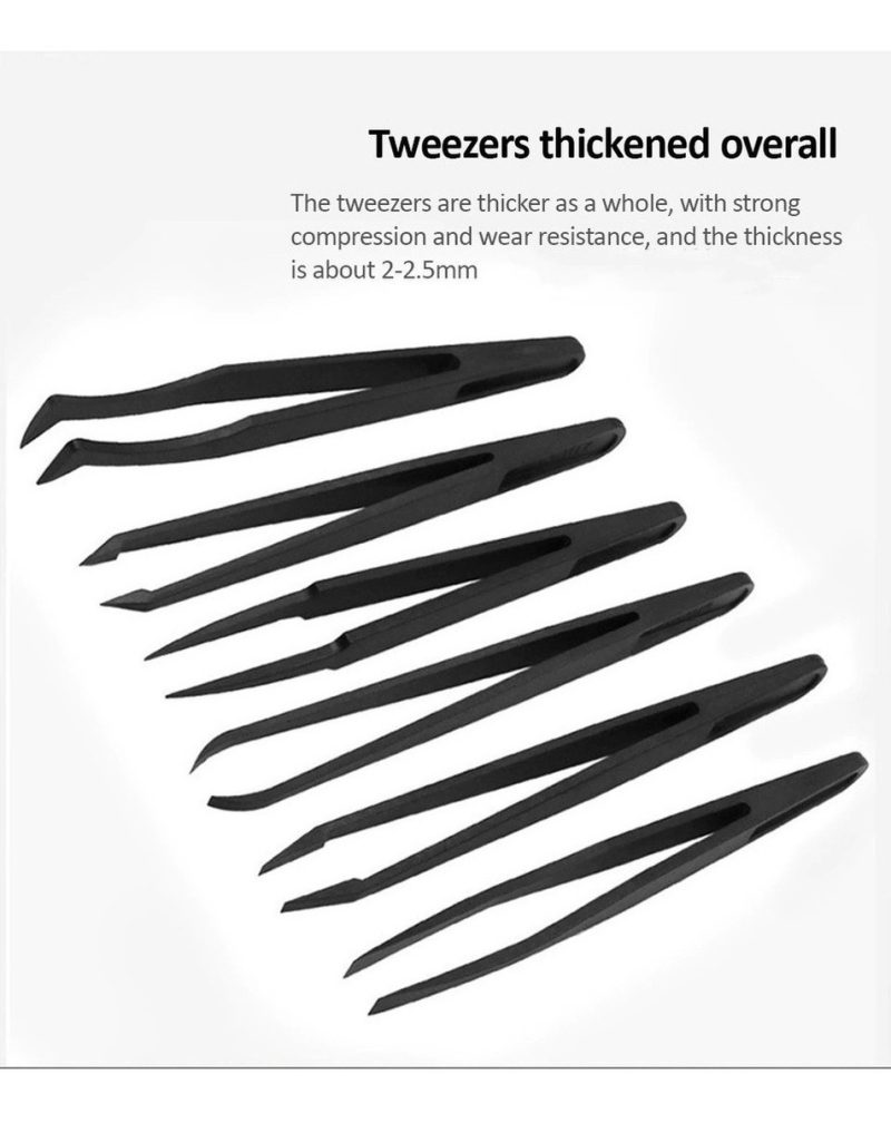 8 Pinzas PlÃ¡sticas Resistente Al Calor Tweezers AntiestÃ¡tico - Image 2