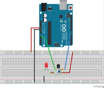 pnp circuito led 425x360 - Los Transistores, explicacion de tipo de transistor NPN, PNP y usos