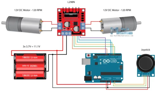 Arduino Robot Car Control using L298N Driver Circuit Schematic 540x319 - Control Sencillo de Motores eon el Driver L298N en Arduino