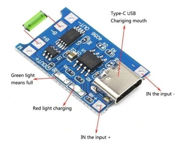 2 Pack Módulos Tp4056 Carga Batería Litio Y Protección Usb-c