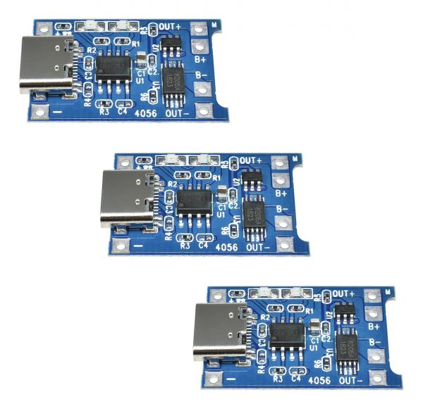 3x Módulos Tp4056 Carga Batería Litio Con Protección Usb-c