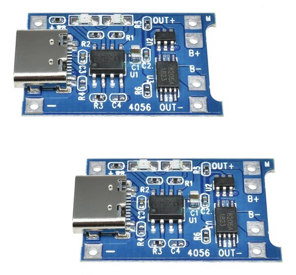 2 Pack Módulos Tp4056 Carga Batería Litio Y Protección Usb-c