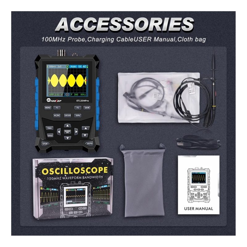 Osciloscopio De 120mhz Et120mpro 500ms Y Generador SeÃ±ales - Image 2