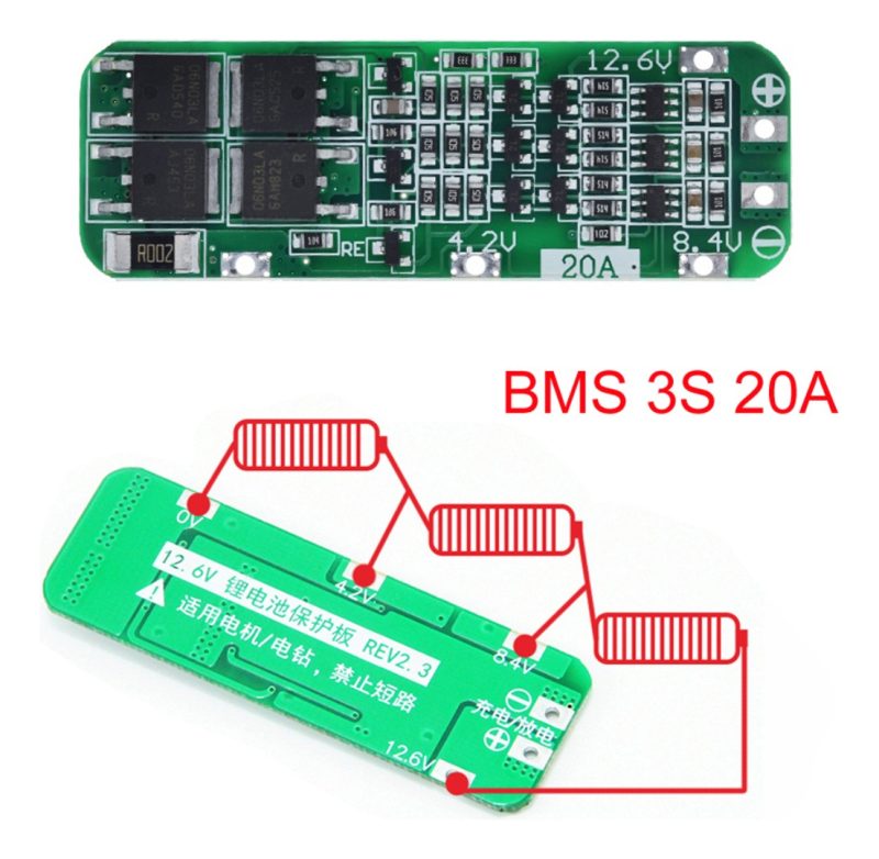 2 Pack Modulo Placa Carga Bms 3s 18650 12,6v Proteccion 20a - Image 3