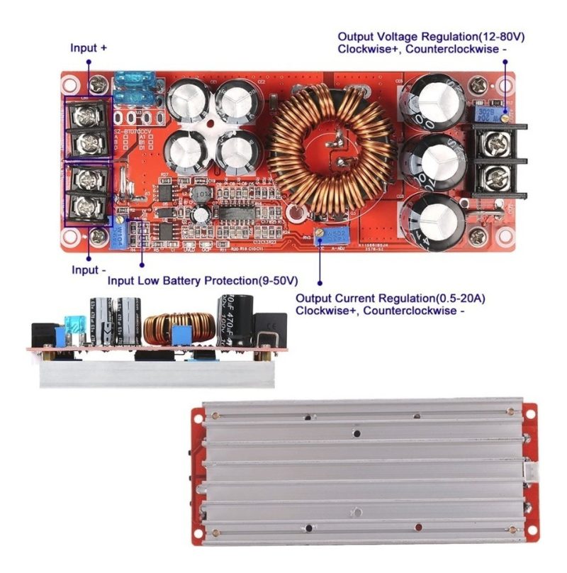 Convertidor Dc Dc Boost Elevador Ajustable 20a 1200w 12- 83v - Image 2