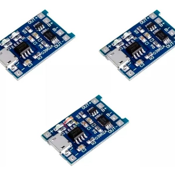 X3 Pack Modulo Carga Micro Usb 5v Tp4056 18650 + Proteccion