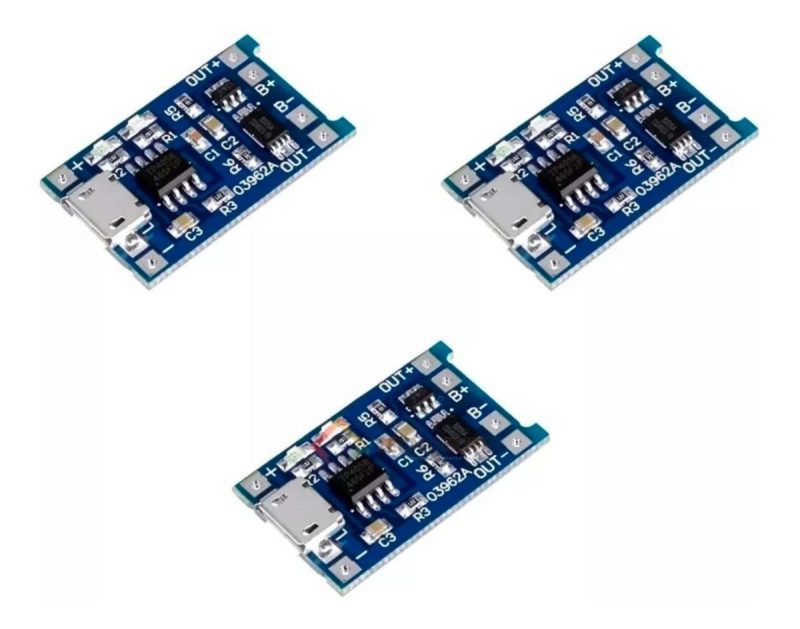 X3 Pack Modulo Carga Micro Usb 5v Tp4056 18650 + Proteccion