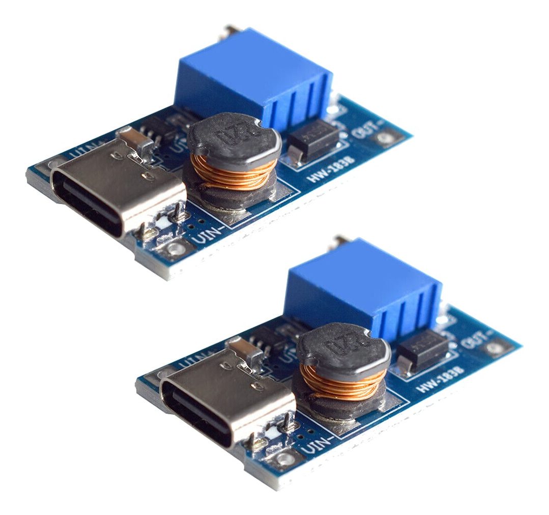 2 X Módulo Elevador De Voltaje Mt3608 Dc Step Up + Usb C