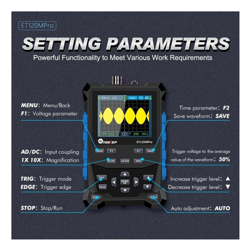 Osciloscopio De 120mhz Et120mpro 500ms Y Generador SeÃ±ales - Image 9
