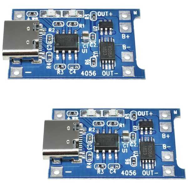 2 Pack Módulos Tp4056 Carga Batería Litio Y Protección Usb-c