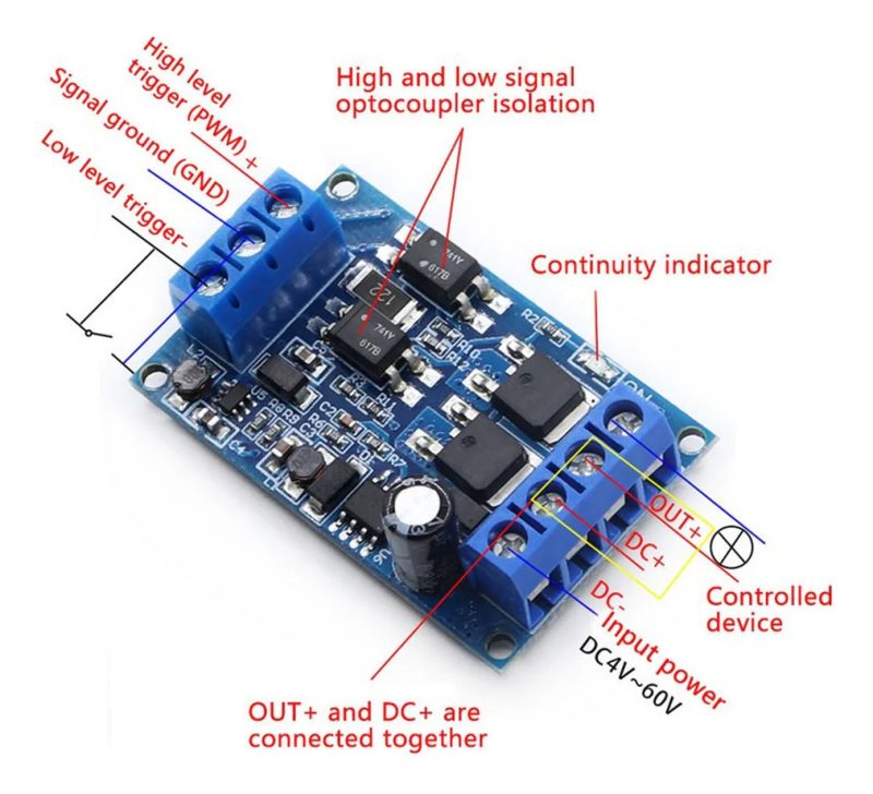 Modulo Driver Mosfet 600w Optoacoplado 4v-60v Pwm Arduino - Image 5