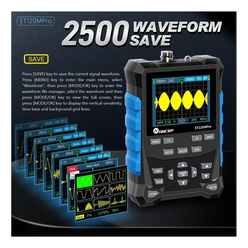 Osciloscopio De 120mhz Et120mpro 500ms Y Generador SeÃ±ales - Image 8