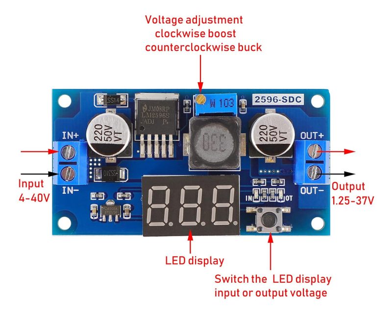 2 X Fuente Lm2596 Step-down Dc-dc 1,23-35v 3a Voltimetro - Image 8