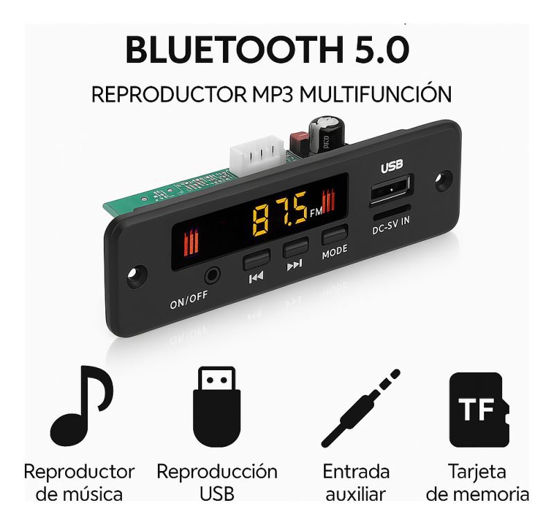 Modulo Audio Bluetooth 5 Jq-d029bt Sd Fm Mp3 5-32v 6w Diy - Image 2