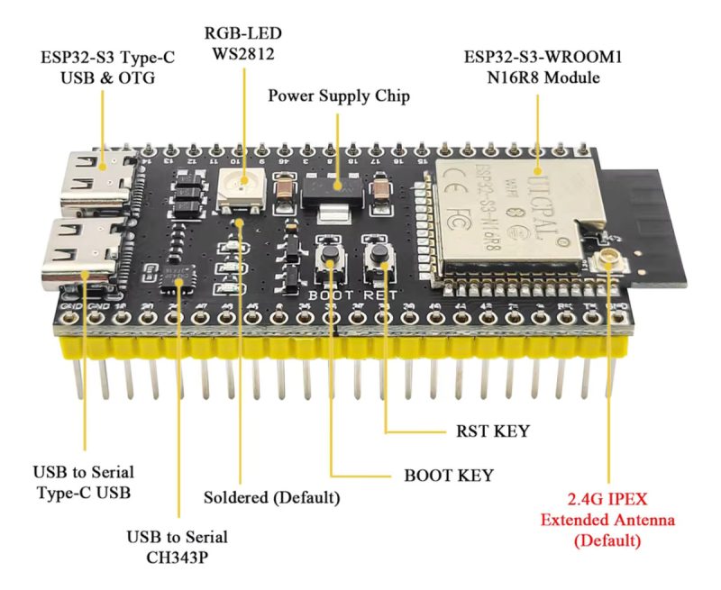 Esp32 S3 Devkitc V2 N16r8 240mhz Wifi Ble 5 Mesh Ia + Ipex - Image 2