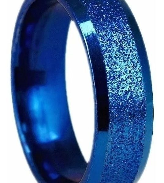 Anillo Para Hombre Titanio Azul Alta Calidad Y Resistencia Azul