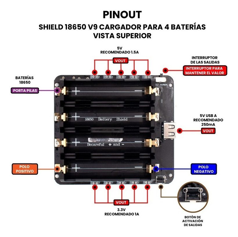 Cargador Usb 4 Baterias 18650 V3 Paralelo Y Elevador Voltaje 5 Cargador Usb 4 Baterias 18650 V3 Paralelo Y Elevador Voltaje - Image 5